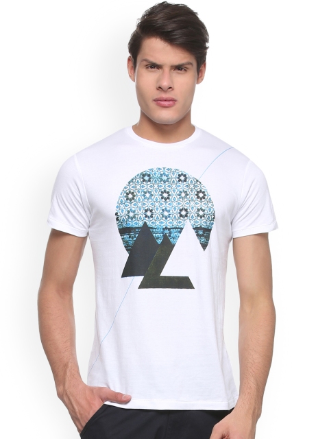 

People Men White Printed Round Neck T-shirt
