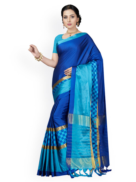 

Ishin Blue Woven Design Poly Silk Saree