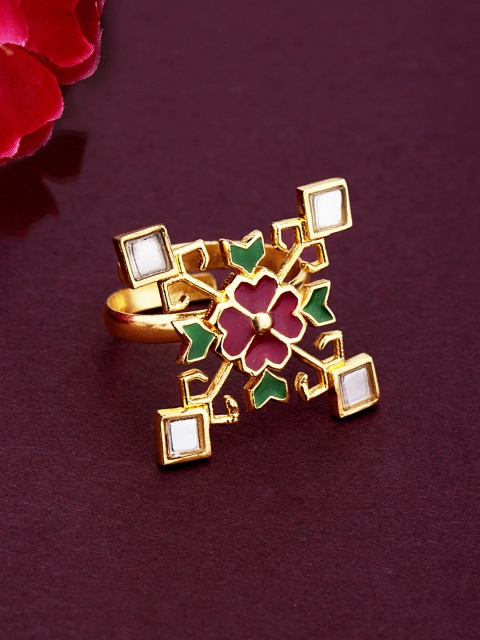 

Studio Voylla Gold-Toned Multicoloured Enamelled Ring, Multi