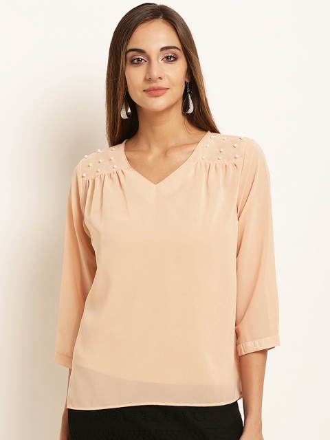 

RARE Women Peach-Coloured Embellished Top