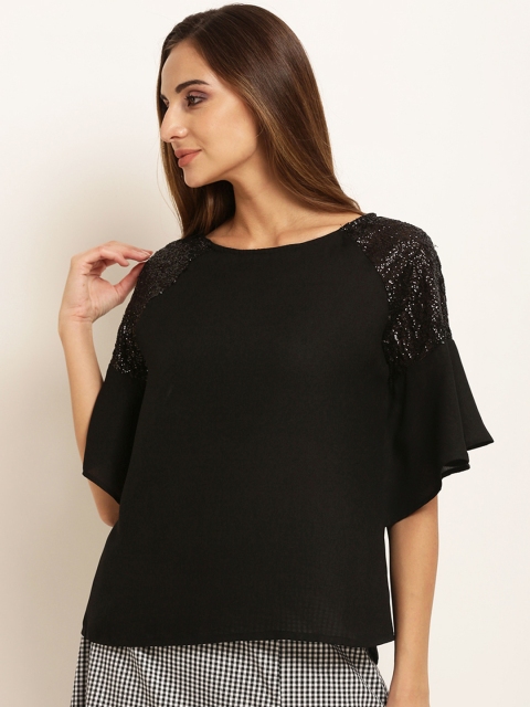 

RARE Women Black Embellished Top