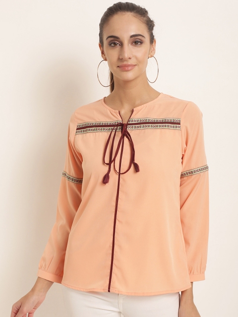 

RARE Women Peach-Coloured Solid Top