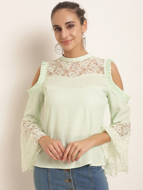 

RARE Women Sea Green Self Design Top