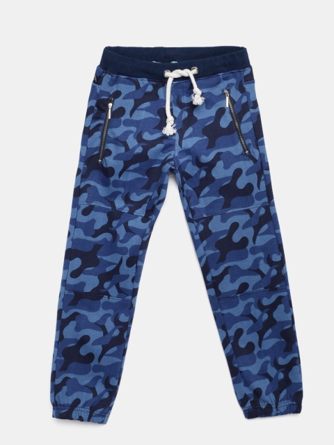 

Nauti Nati Boys Blue Printed Joggers, Multi