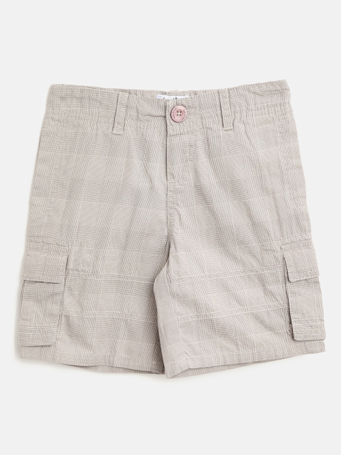 

Nauti Nati Boys Beige Checked Regular Fit Cargo Shorts