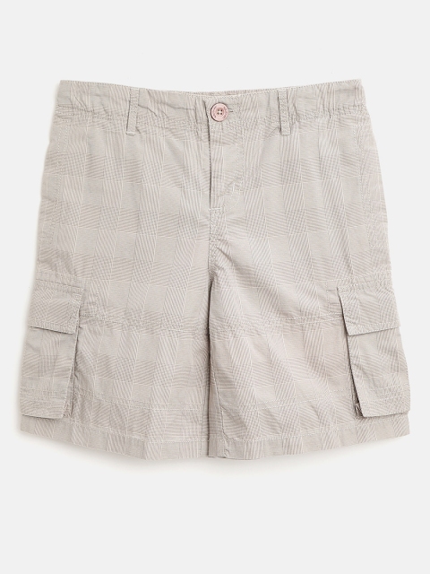 

Nauti Nati Boys Beige Checked Regular Fit Cargo Shorts