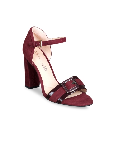 

Clarks Women Maroon Suede Solid Sandals