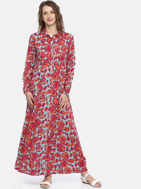 

Global Desi Women Pink Printed Shirt Dress