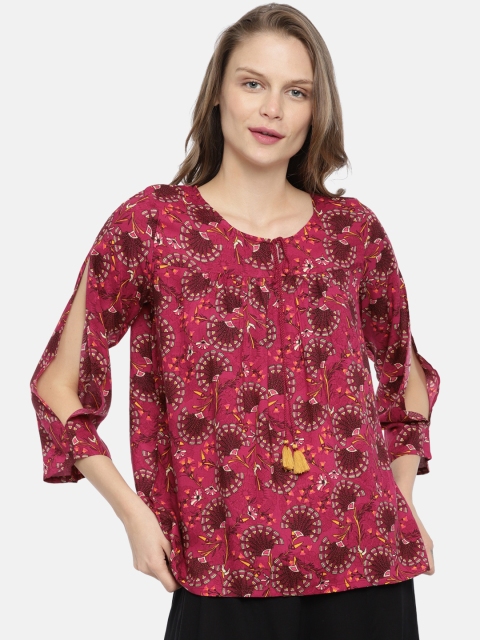 

Global Desi Women Magenta Printed Top