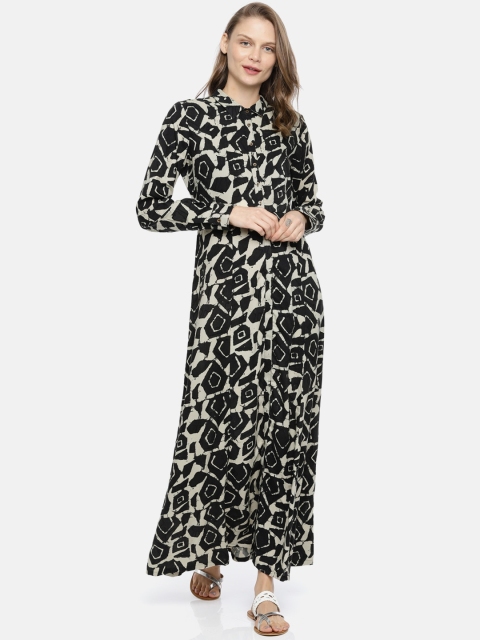 

Global Desi Women Black Printed Shirt Dress