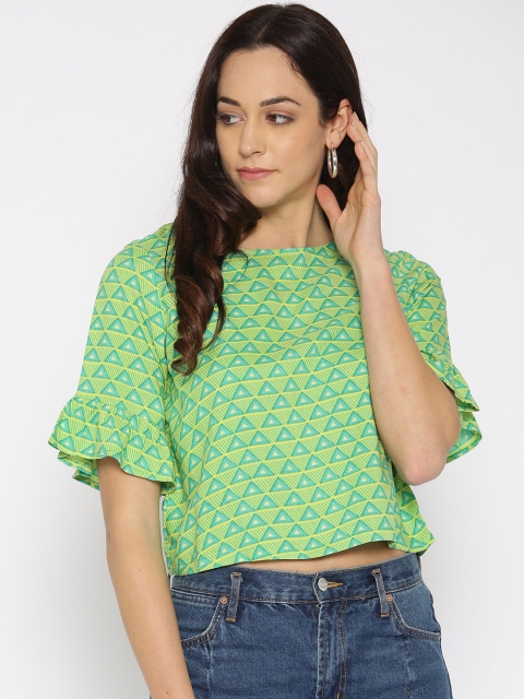 

Global Desi Women Green Printed Top