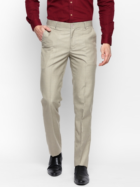 

Solemio Men Beige Slim Fit Solid Formal Trousers