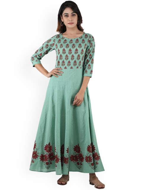 

anayna Women Green & Red Printed Anarkali Kurta