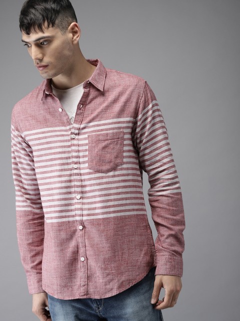 

Moda Rapido Men Maroon & White Regular Fit Striped Casual Shirt