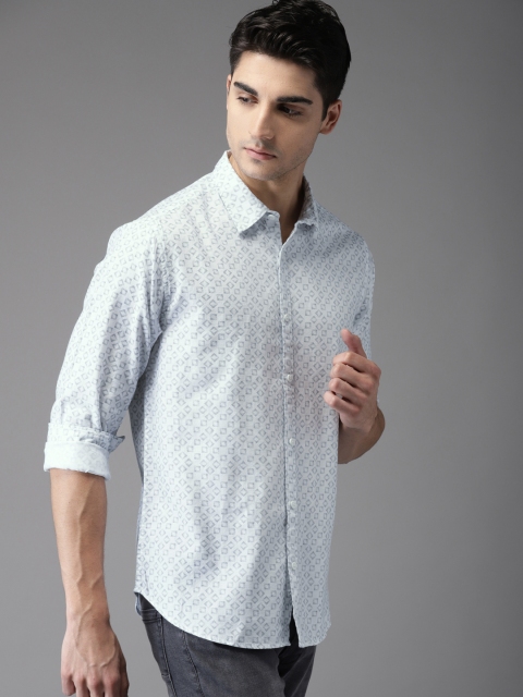 

HERE&NOW Men White Printed Casual Shirt