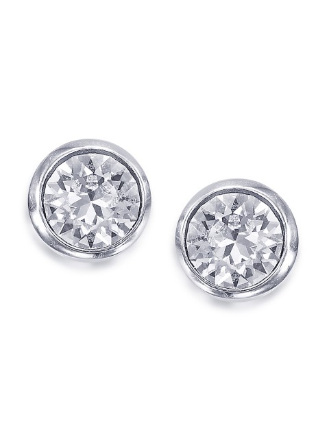 

Peora Silver-Toned & White Circular Studs