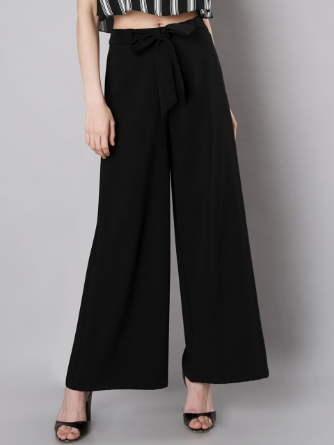 

FabAlley Women Black Flared Solid Culottes