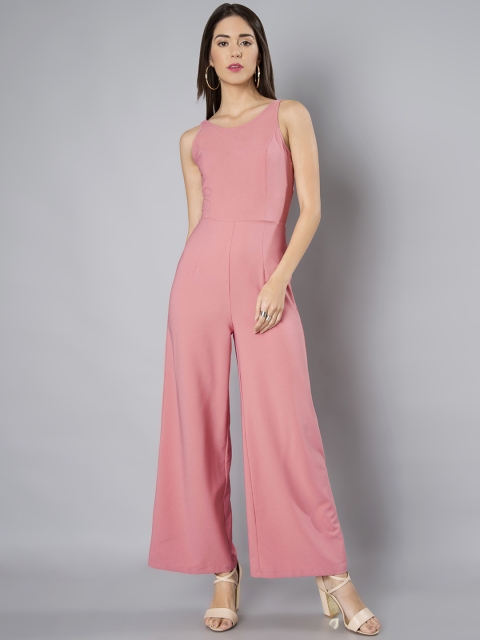 

FabAlley Pink Solid Culotte Jumpsuit