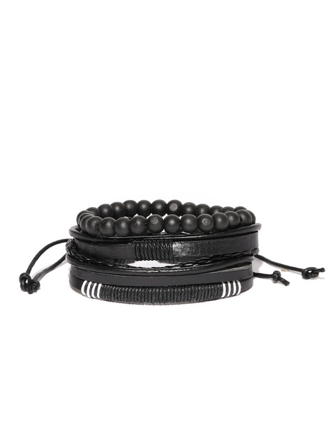 

UNKNOWN by Ayesha Men Set of 3 Black Bracelets