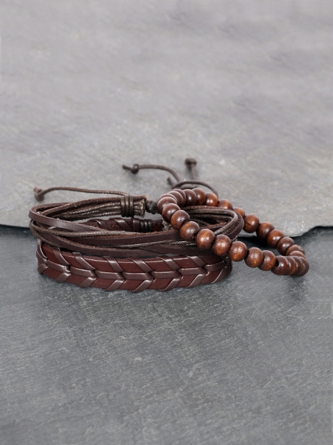 

UNKNOWN by Ayesha Men Set of 3 Brown Bracelets