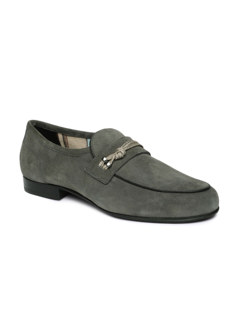 

Language Men Grey Leather Semi-Formal Slip-Ons
