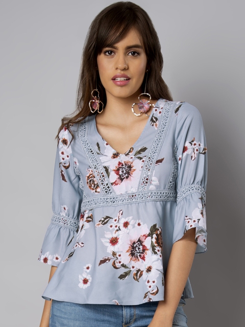 

FabAlley Women Blue Printed Top