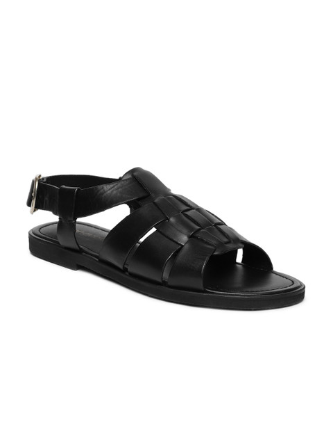 

Language Men Black Leather Fisherman Sandals
