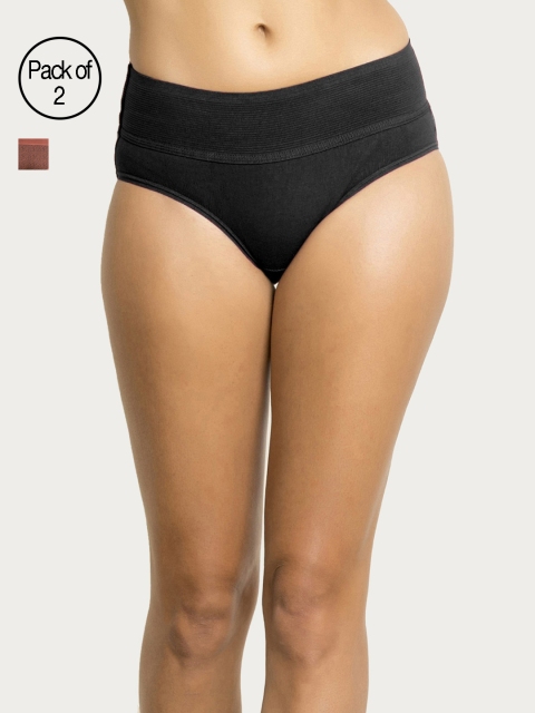 

Rosaline Women Pack of 2 Assorted Hipster Briefs, Black