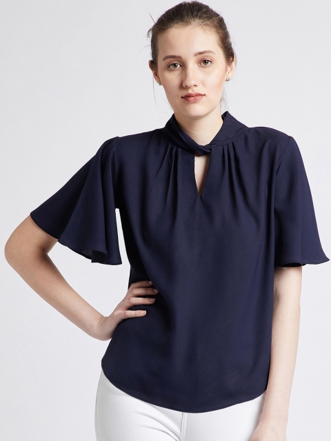 

MAGRE Women Navy Blue Solid Top