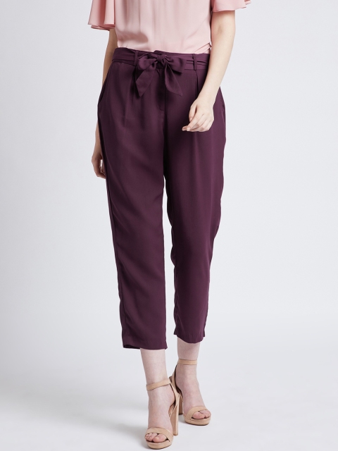 

MAGRE Women Maroon Slim Fit Solid Regular Trousers