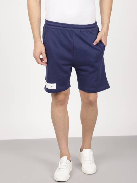 

ether Men Navy Blue Solid Regular Fit Regular Shorts