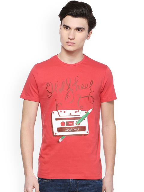 

People Men Red Printed Round Neck T-shirt