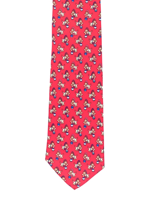 

The Tie Hub Red Printed Skinny Silk Tie