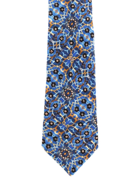 

The Tie Hub Blue Printed Dwelling Geo Skinny Tie