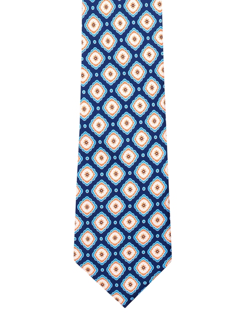 

The Tie Hub Blue & Cream-Coloured Printed Plaids Skinny Silk Tie