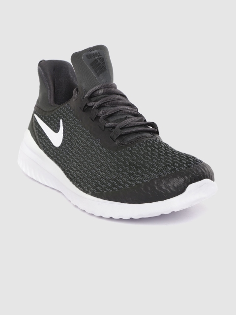 

Nike Men Black & Grey Woven Design Renew Rival Running Shoes