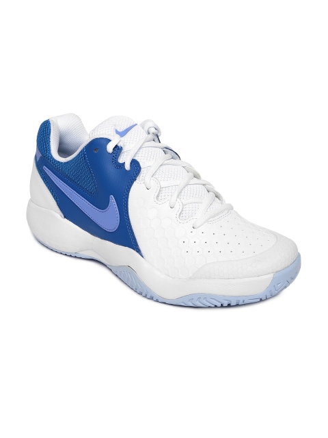 

Nike Women White & Blue NIKE AIR ZOOM RESISTANCE Tennis Shoes