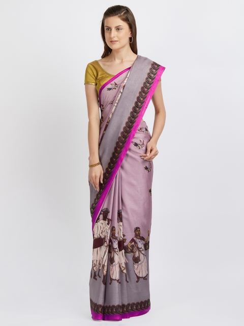 

Nanda Silk Mills Mauve Art Silk Printed Tussar Saree