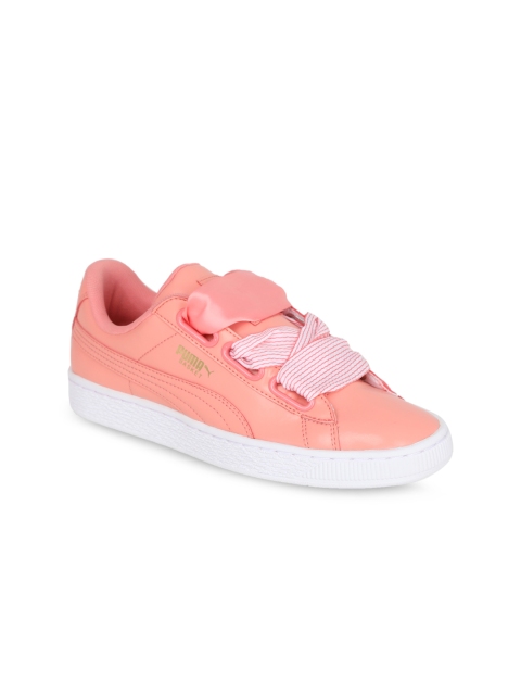 

Puma Women Peach-Coloured Basket Heart Slip-On Sneakers