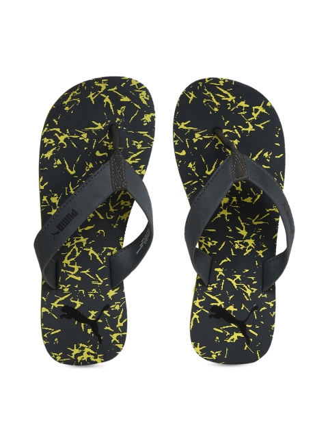 

Puma Unisex Grey & Yellow Printed Thong Flip-Flops