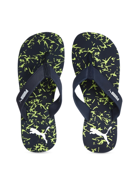 

Puma Unisex Navy Blue & Fluorescent Green Printed Thong Flip-Flops