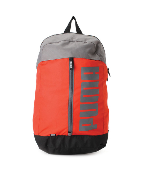

Puma Unisex Orange & Grey Brand Logo Backpack