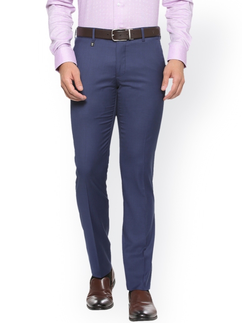 

Van Heusen Men Navy Blue Slim Fit Solid Formal Trousers