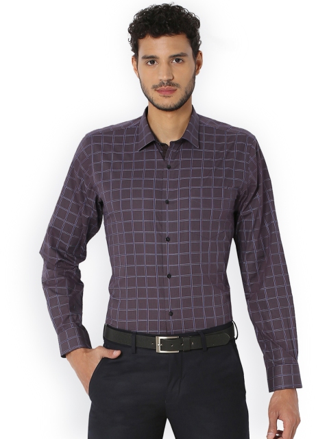 

Van Heusen Men Mauve & Purple Slim Fit Checked Formal Shirt