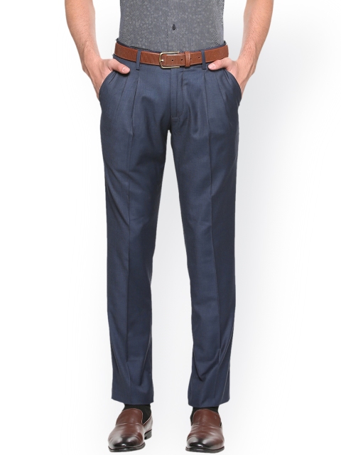 

Van Heusen Men Navy Blue Slim Fit Solid Formal Trousers