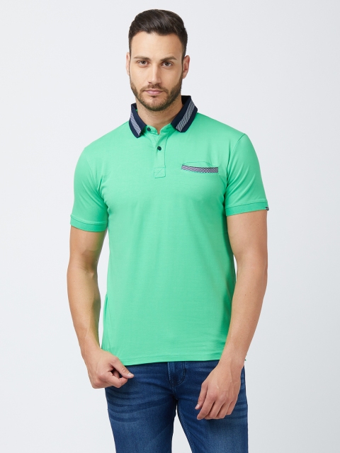

Easies Men Green Solid Polo Collar T-shirt