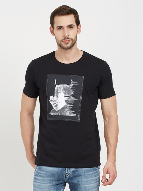 

Easies Men Black Printed Round Neck T-shirt