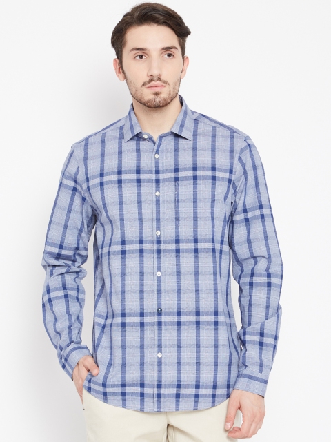 

Blackberrys Men Blue & Grey Slim Fit Checked Casual Shirt