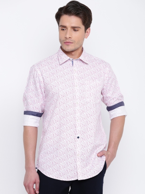 

Blackberrys Men White & Pink Slim Fit Printed Casual Shirt