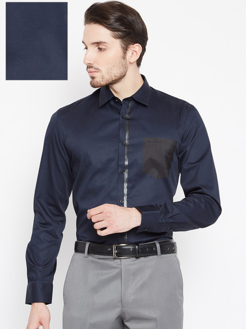 

Blackberrys Men Navy Blue Slim Fit Solid Formal Shirt